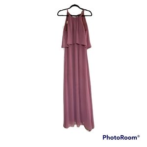 David's Bridal Women's crinkle chiffon halter sheath Chianti 8 Bridesmaid dress